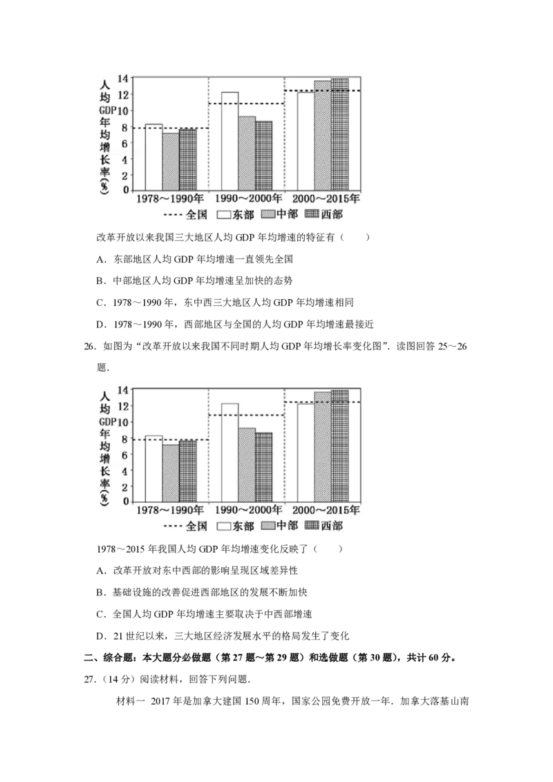 2017年江苏省高考地理试卷_全国卷+地方卷_8.地理_1.地理高考真题试卷_2008-2020年_地方卷_江苏高考地理08-21_A4word版_PDF版（赠送）