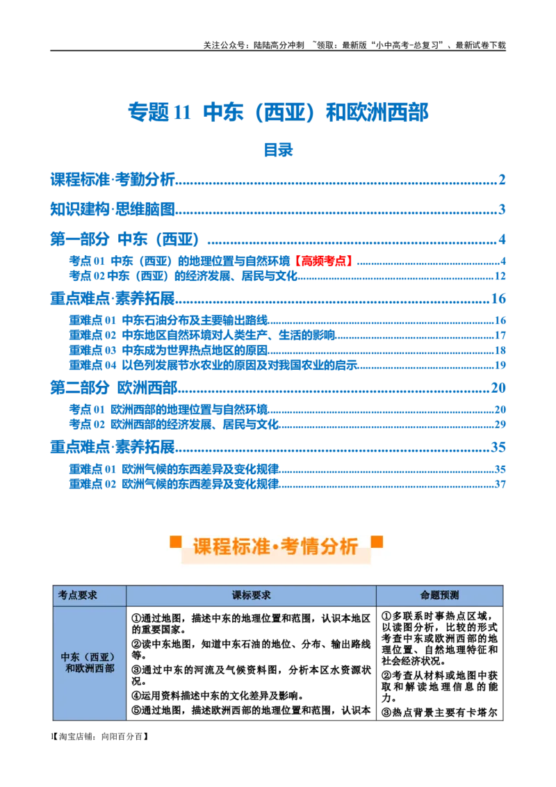 专题11中东（西亚）和欧洲西部（讲义）（解析版）_02中考总复习（2026版更新中）_09-地理-中考总复习_2024年中考复习资料_一轮复习_❤2024年中考地理一轮复习讲练测（全国通用）