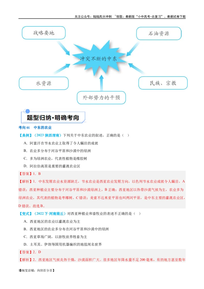 专题11中东（西亚）和欧洲西部（讲义）（解析版）_02中考总复习（2026版更新中）_09-地理-中考总复习_2024年中考复习资料_一轮复习_❤2024年中考地理一轮复习讲练测（全国通用）
