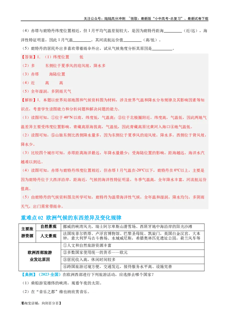 专题11中东（西亚）和欧洲西部（讲义）（解析版）_02中考总复习（2026版更新中）_09-地理-中考总复习_2024年中考复习资料_一轮复习_❤2024年中考地理一轮复习讲练测（全国通用）