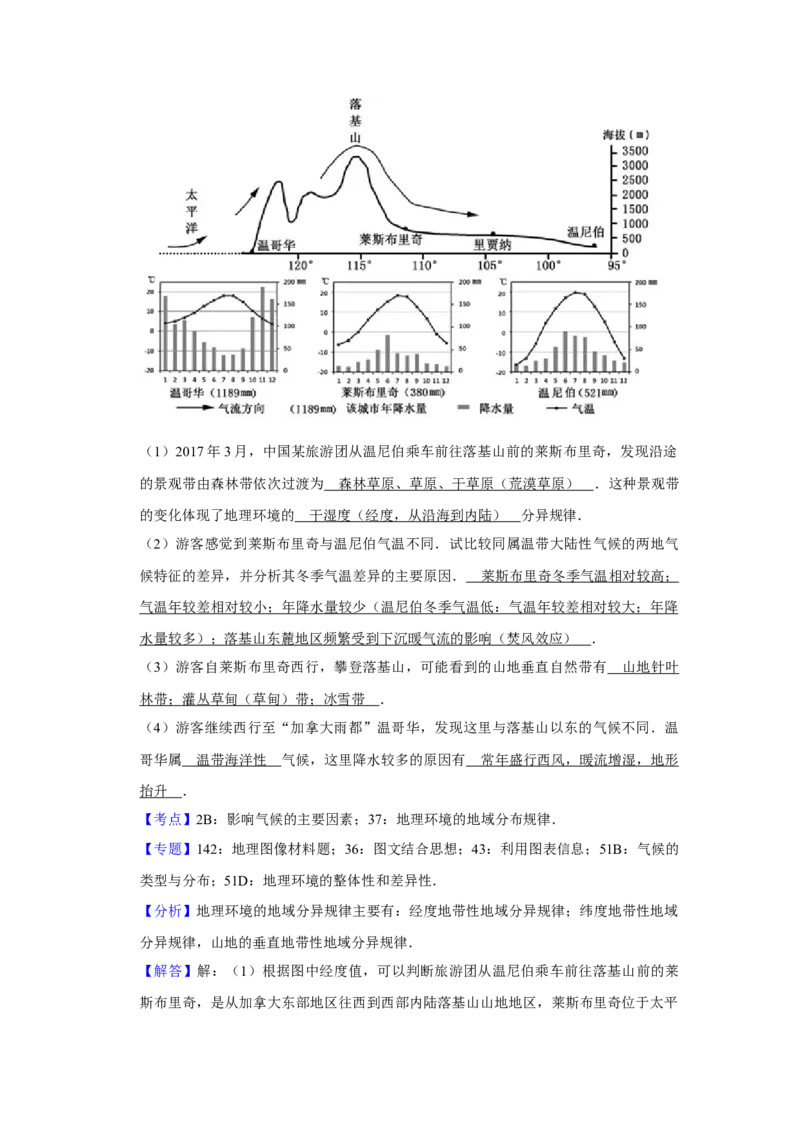 2017年江苏省高考地理试卷解析版_全国卷+地方卷_8.地理_1.地理高考真题试卷_2008-2020年_地方卷_江苏高考地理08-21_A4word版