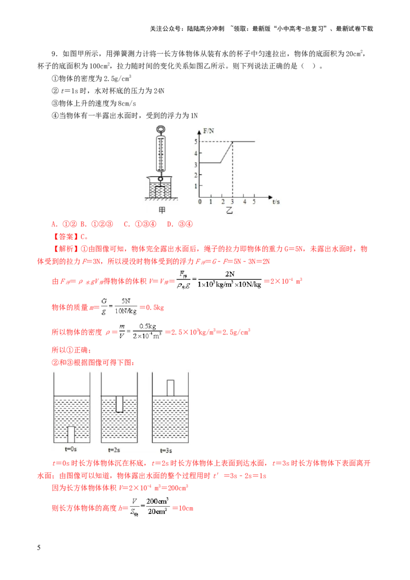 专题11浮力（测试）（解析版）_02中考总复习（2026版更新中）_04-物理-中考总复习_2024年中考复习资料_一轮复习_课件+讲义+练习2024年中考物理一轮复习讲练测（全国通用）