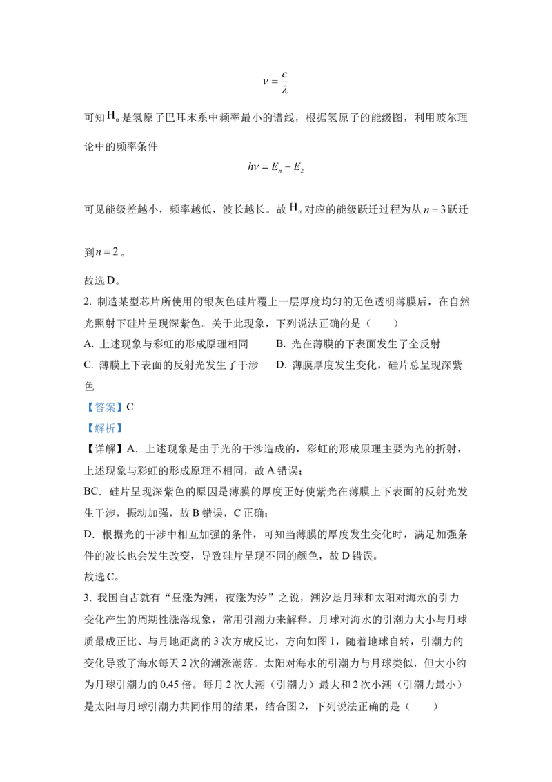 2023年高考物理真题（河北自主命题）（解析版）_全国卷+地方卷_4.物理_1.物理高考真题试卷_2023年高考-物理_2023年河北自主命题