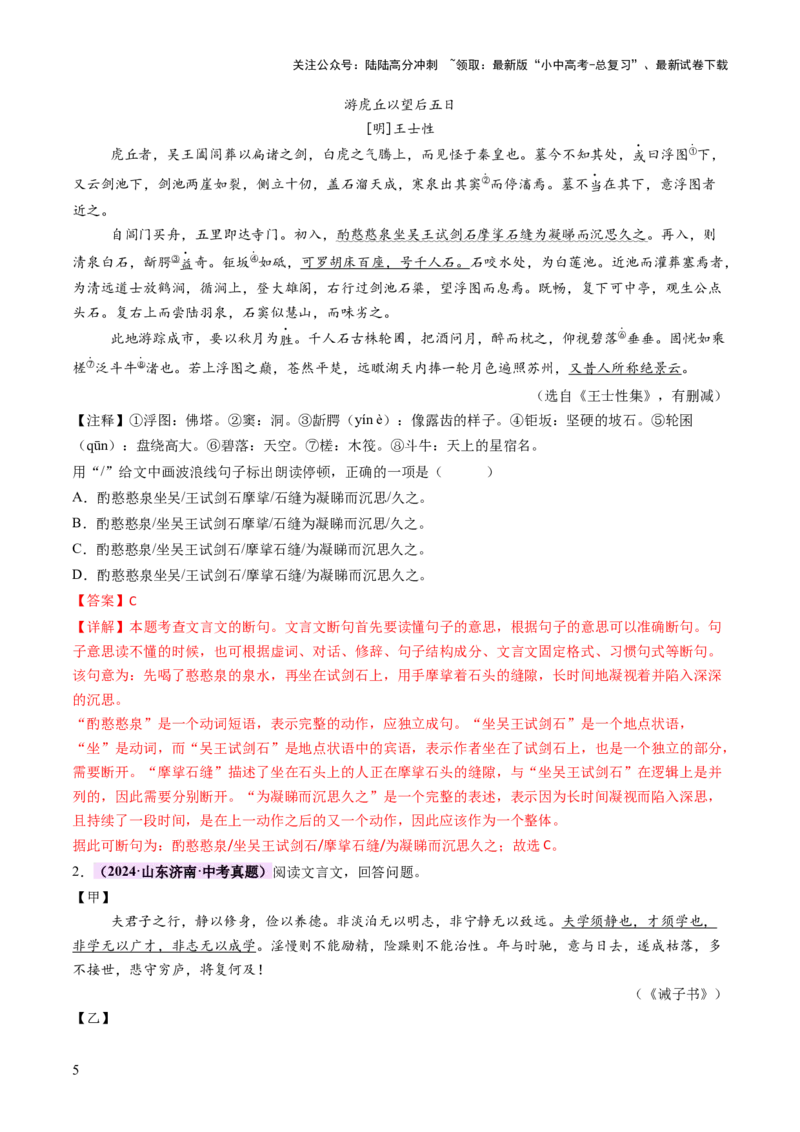 专题10节奏划分（讲练）（解析版）_02中考总复习（2026版更新中）_01-语文-中考总复习_2025年中考资料_2025中考二轮课件ppt+讲义+练习语文_讲义练习