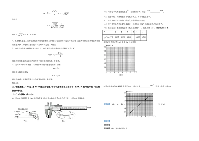 2021年湖南省普通高中学业水平选择性考试（湖南卷）（解析版）_全国卷+地方卷_4.物理_1.物理高考真题试卷_2021年高考-物理_2021年新高考湖南物理_A3Word版
