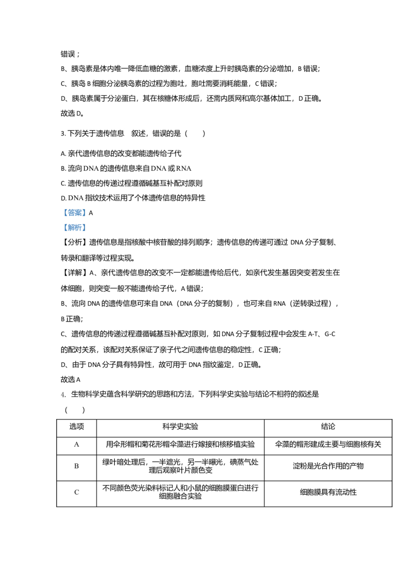 2021年高考生物（福建卷）解析版_全国卷+地方卷_6.生物_1.生物高考真题试卷_2021年高考-生物_2021年福建生物