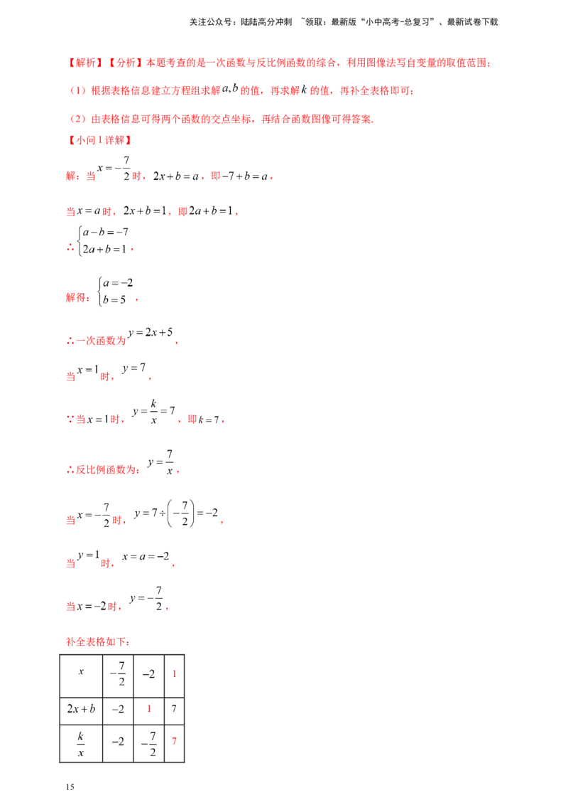 专题11一次函数与反比例函数综合（解析版）_02中考总复习（2026版更新中）_02-数学-中考总复习_2025中考复习资料_（2025年中考复习全国通用）2024年中考数学真题专题分类精选汇编
