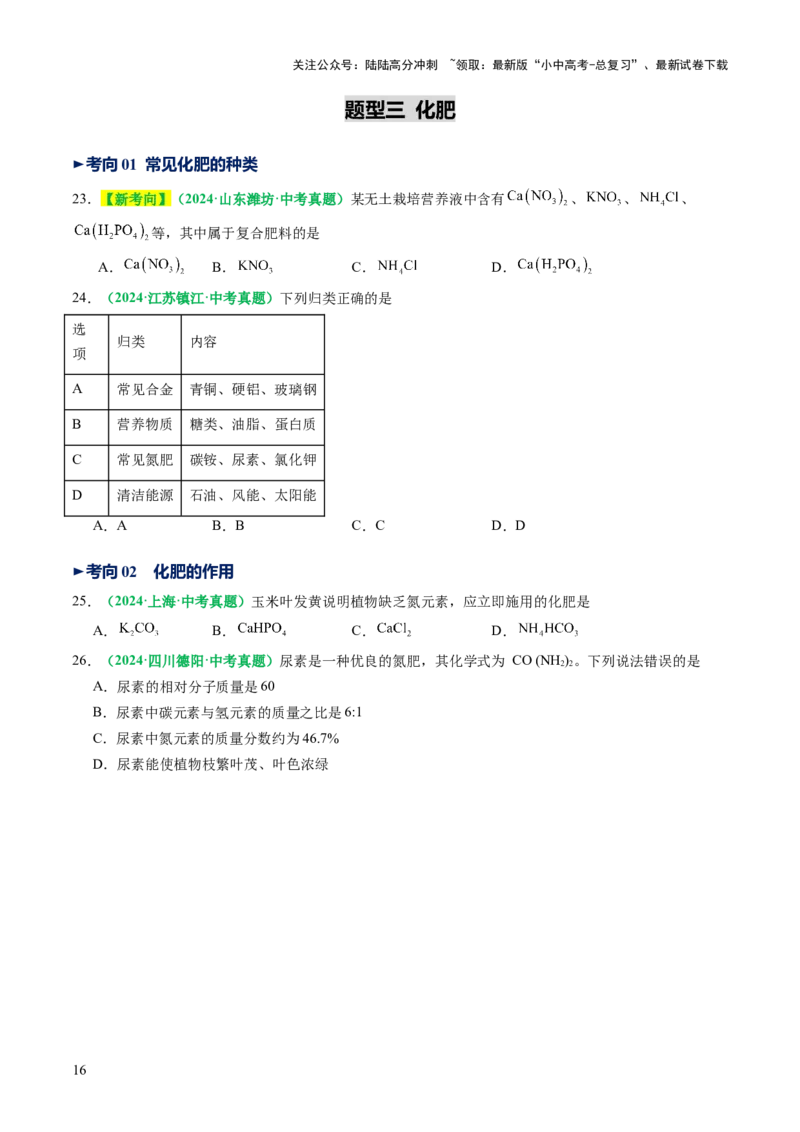 专题10常见的盐（讲义）（原卷版）_02中考总复习（2026版更新中）_05-化学-中考总复习_2025年中考复习资料_2025中考化学一轮复习讲义+课件_讲义_专题10常见的盐（讲义）