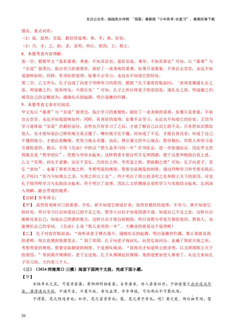 专题11理解与概括（讲练）（解析版）_02中考总复习（2026版更新中）_01-语文-中考总复习_2025年中考资料_2025中考二轮课件ppt+讲义+练习语文_讲义练习