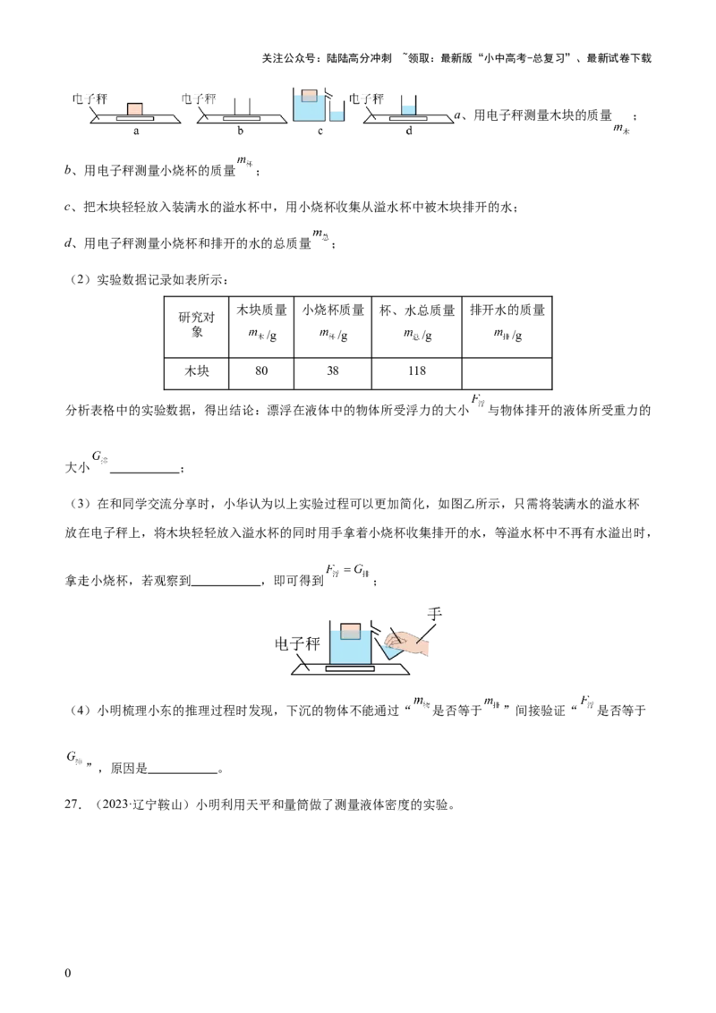 专题11浮力（4大模块知识清单+4个易混易错+7种方法技巧+典例真题精析）（原卷版）_02中考总复习（2026版更新中）_04-物理-中考总复习_2025年中考复习资料_2025年中考物理一轮知识梳理