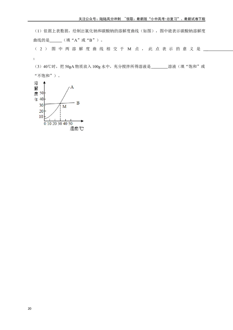 专题10溶液（原卷版）_02中考总复习（2026版更新中）_05-化学-中考总复习_2024年中考复习资料_一轮复习资料_完2024年中考化学复习考点一遍过（全国通用）