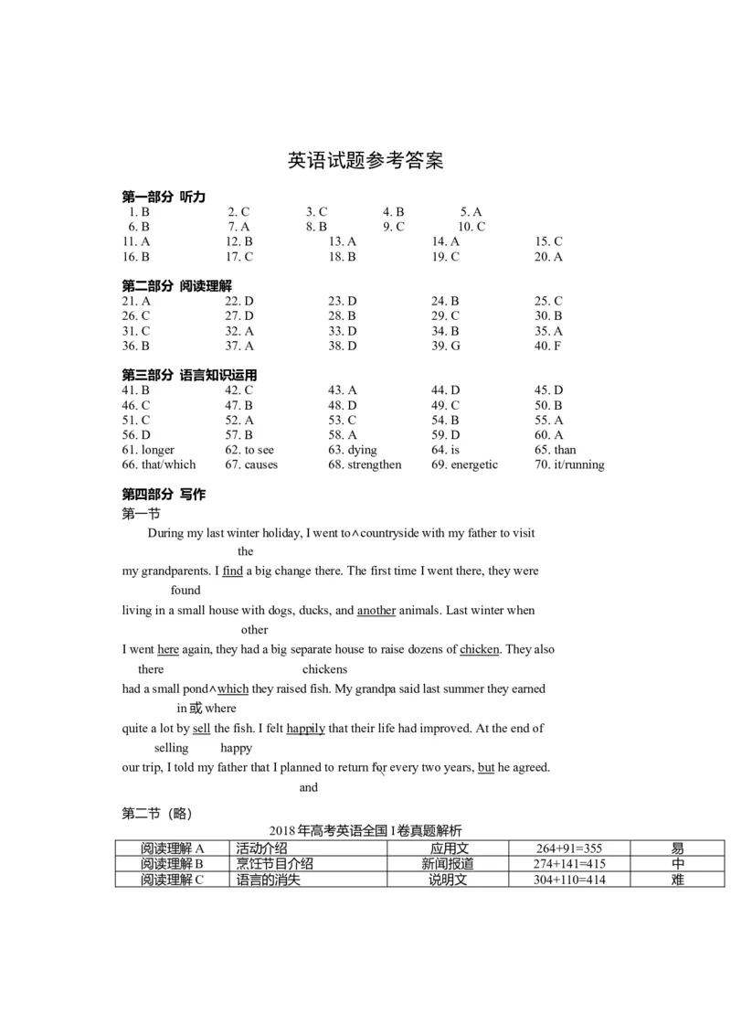 2018年广东高考英语试卷及答案（word版）_全国卷+地方卷_3.英语_1.英语高考真题试卷_2008-2020年_地方卷_广东高考英语（08-20，无听力）