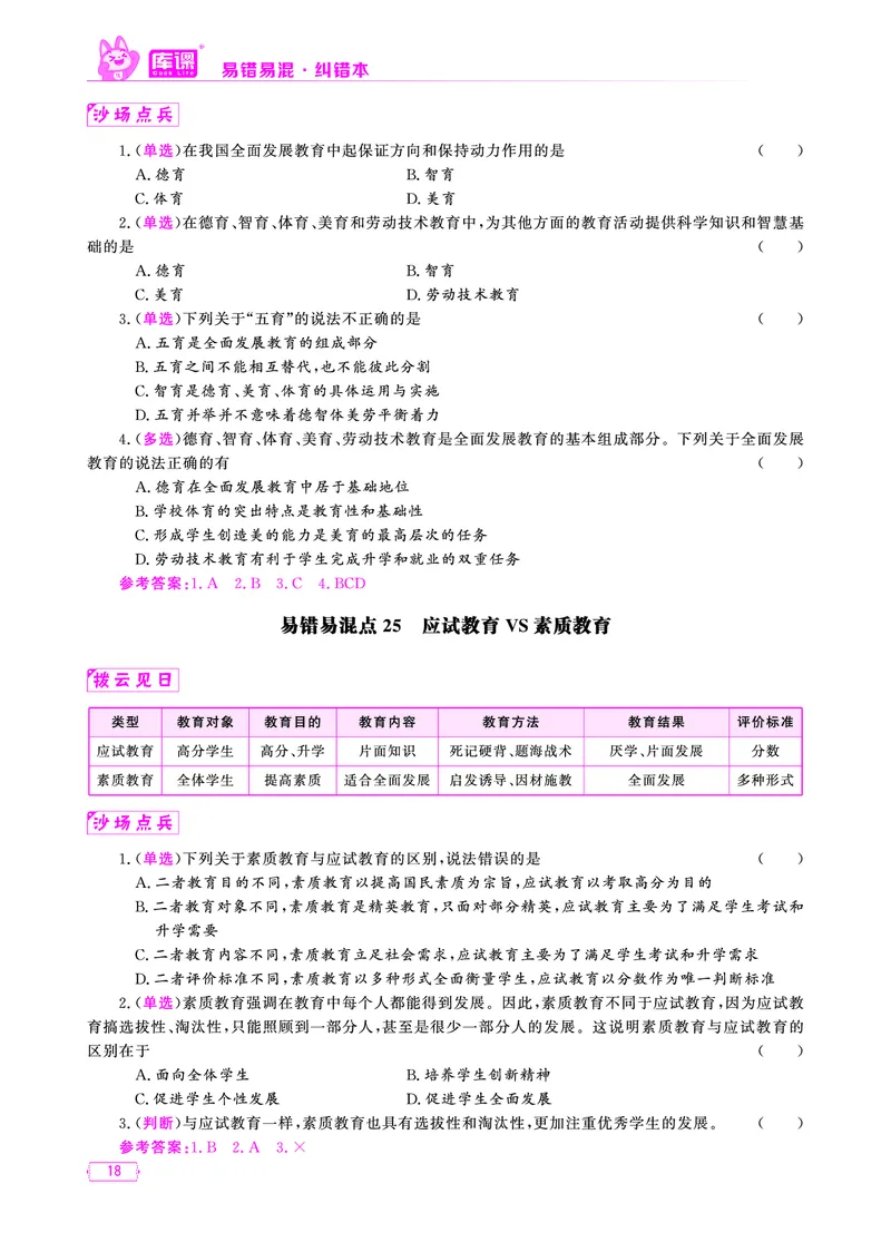 易错易混&middot;纠错本&middot;第一部分_1-19_教资备考_2026上_小学（科1+科2）_07.常考易错题汇总_KK版易错易混