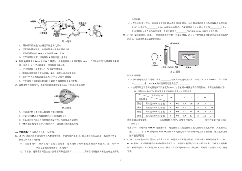2019年浙江省高考生物1月（原卷版）_全国卷+地方卷_6.生物_1.生物高考真题试卷_2008-2020年_地方卷_浙江高考生物08-21_A3word版_PDF版（赠送）