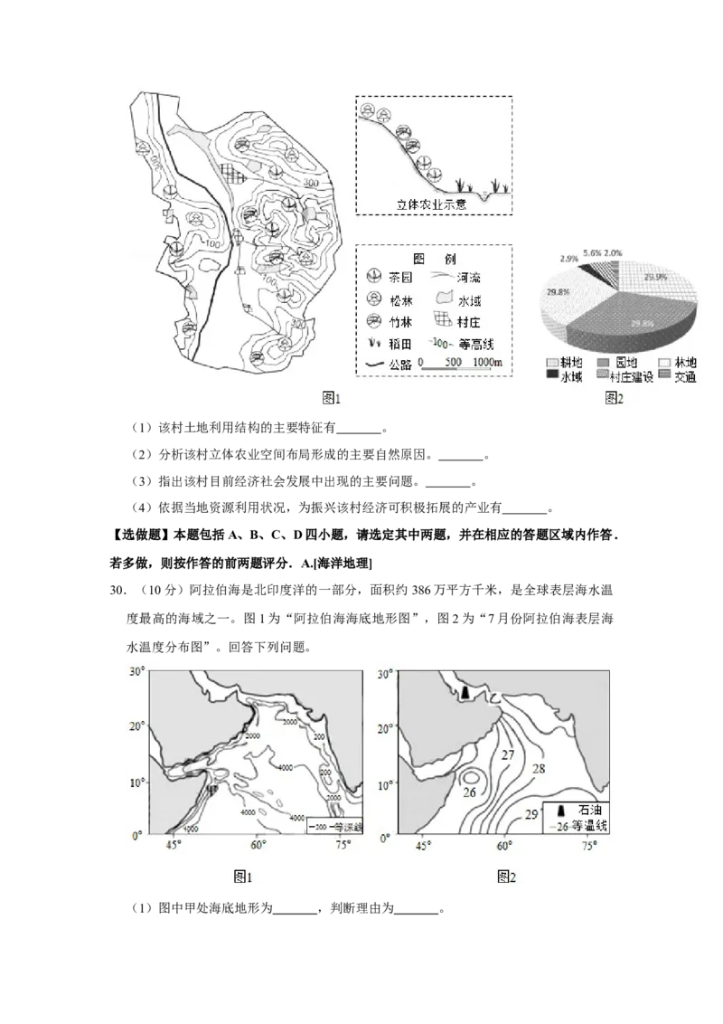 2019年江苏省高考地理试卷_全国卷+地方卷_8.地理_1.地理高考真题试卷_2008-2020年_地方卷_江苏高考地理08-21_A4word版