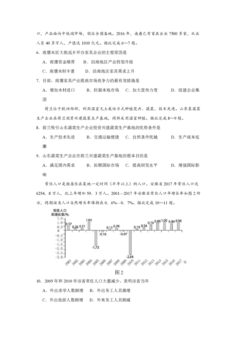 2018年高考地理（原卷版）（海南卷）_全国卷+地方卷_8.地理_1.地理高考真题试卷_2008-2020年_地方卷_海南高考地理08-20_A4word版_PDF版（赠送）