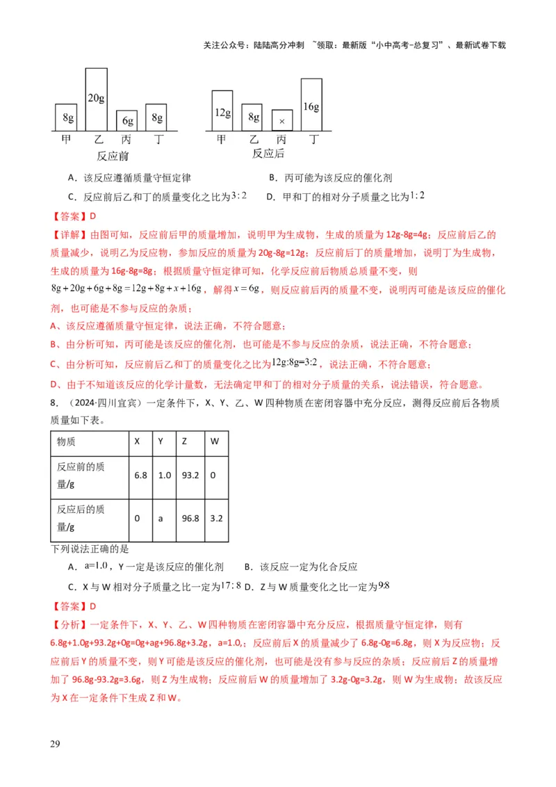 专题11质量守恒定律（解析版）_02中考总复习（2026版更新中）_05-化学-中考总复习_2025年中考复习资料_备战2025年中考化学真题题源解密