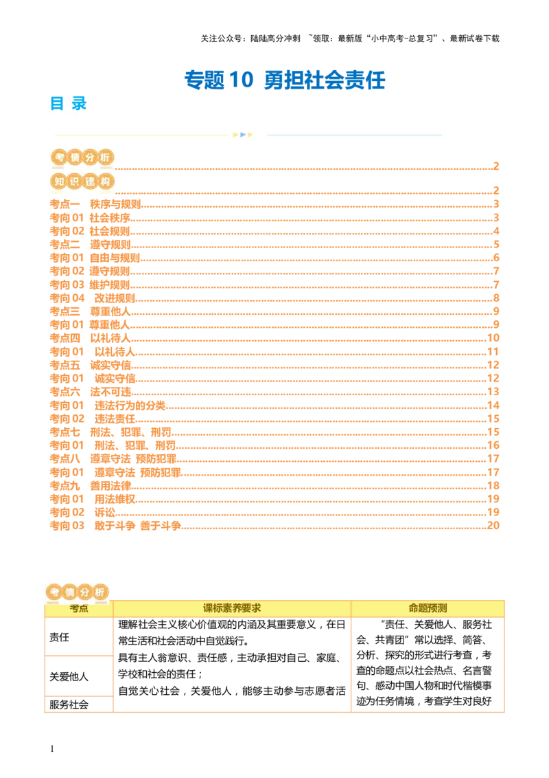 专题10勇担社会责任（讲义）-2024年中考道德与法治一轮复习讲练测（全国通用）_02中考总复习（2026版更新中）_07-道法-中考总复习_2024年中考复习资料_一轮复习_配套讲义