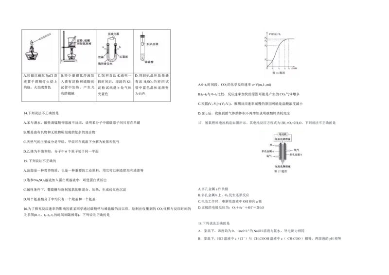 2019年浙江省高考化学1月（原卷版）_全国卷+地方卷_5.化学_1.化学高考真题试卷_2008-2020年_地方卷_浙江高考化学2008-2021_A3word版_原卷版（建议只打印原卷版，解析版手机对答案即可）