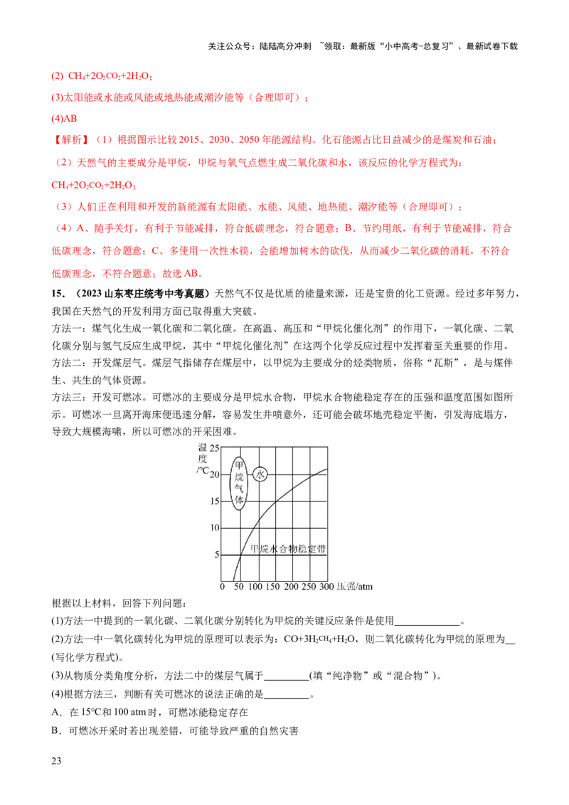 专题11燃料及其利用（练习）-2024年中考化学一轮复习讲练测（全国通用）（解析版）_02中考总复习（2026版更新中）_05-化学-中考总复习_2024年中考复习资料_一轮复习资料