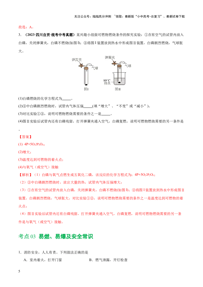 专题11燃料及其利用（练习）-2024年中考化学一轮复习讲练测（全国通用）（解析版）_02中考总复习（2026版更新中）_05-化学-中考总复习_2024年中考复习资料_一轮复习资料