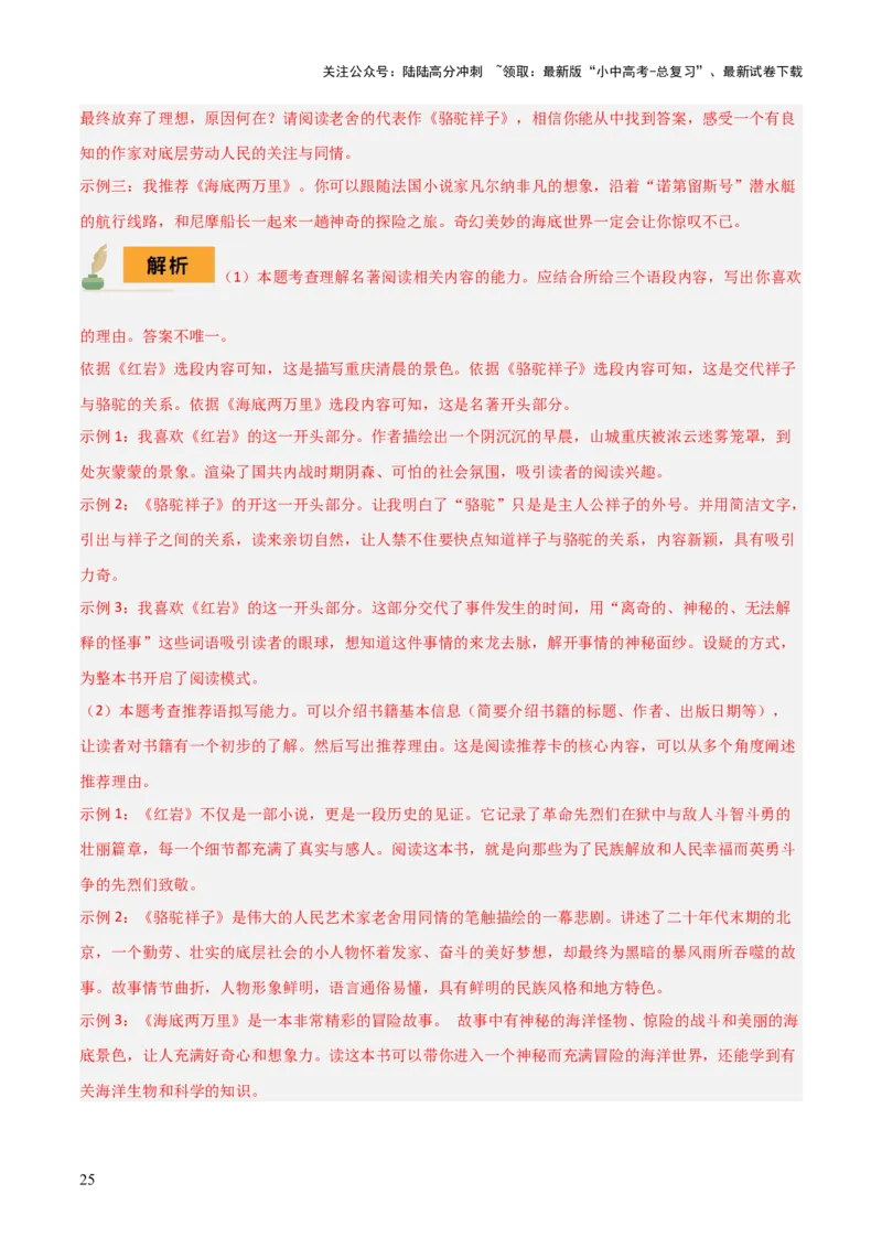 专题11《骆驼祥子》《海底两万里》（8份思维导图+2部名著梳理+5点阅读技巧+5点复习方法）（解析版）_02中考总复习（2026版更新中）_01-语文-中考总复习_2025年中考资料