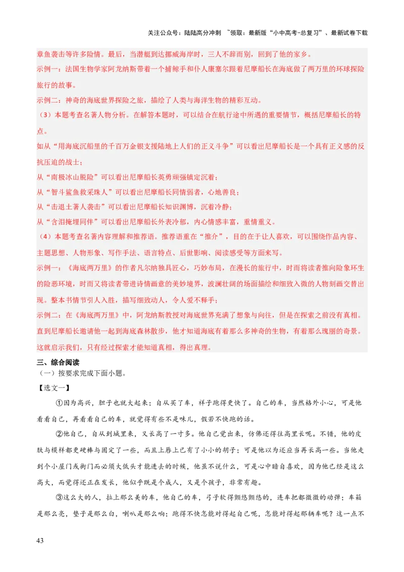 专题11《骆驼祥子》《海底两万里》（8份思维导图+2部名著梳理+5点阅读技巧+5点复习方法）（解析版）_02中考总复习（2026版更新中）_01-语文-中考总复习_2025年中考资料