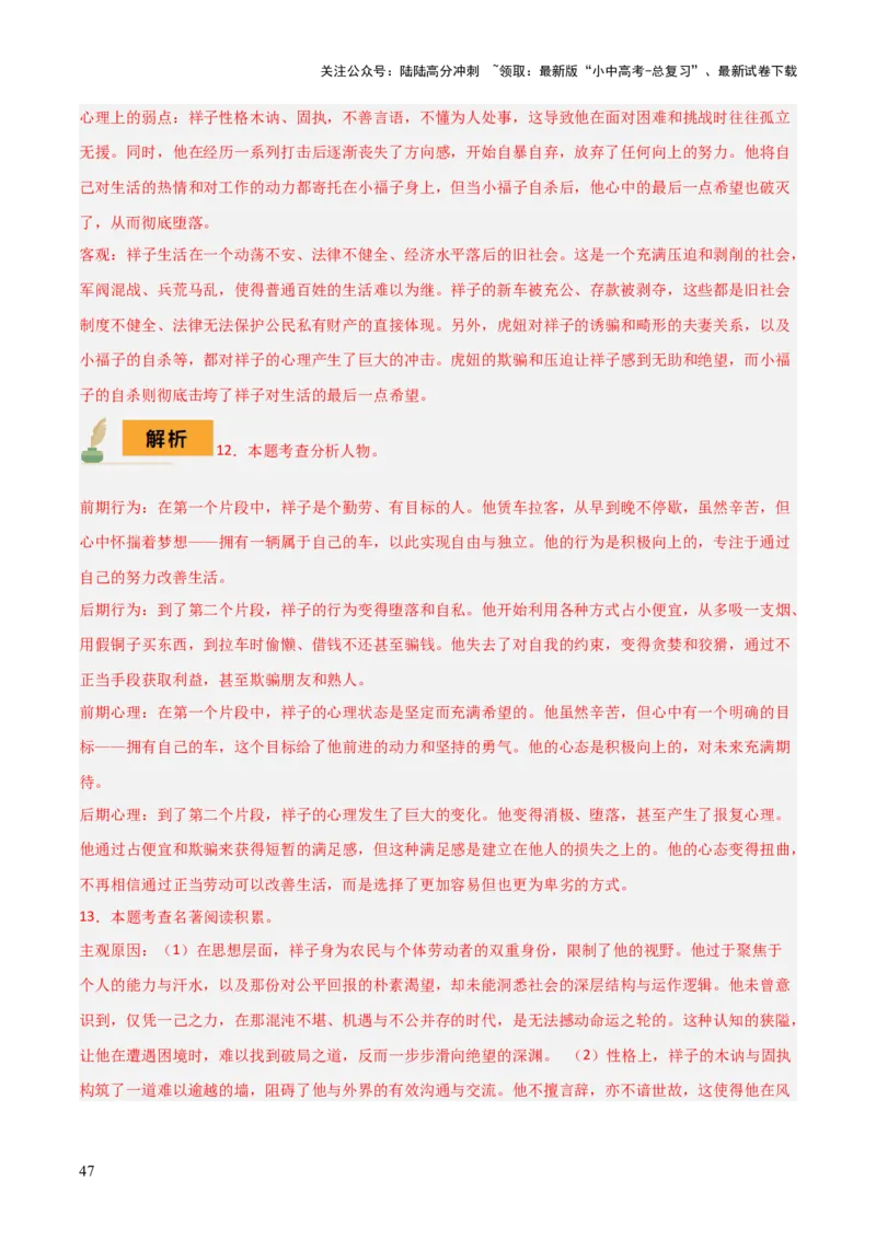 专题11《骆驼祥子》《海底两万里》（8份思维导图+2部名著梳理+5点阅读技巧+5点复习方法）（解析版）_02中考总复习（2026版更新中）_01-语文-中考总复习_2025年中考资料