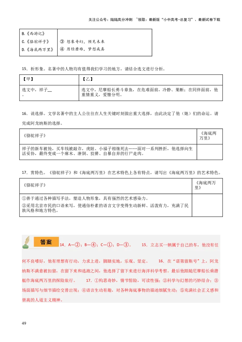 专题11《骆驼祥子》《海底两万里》（8份思维导图+2部名著梳理+5点阅读技巧+5点复习方法）（解析版）_02中考总复习（2026版更新中）_01-语文-中考总复习_2025年中考资料