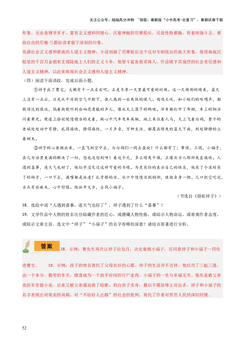 专题11《骆驼祥子》《海底两万里》（8份思维导图+2部名著梳理+5点阅读技巧+5点复习方法）（解析版）_02中考总复习（2026版更新中）_01-语文-中考总复习_2025年中考资料
