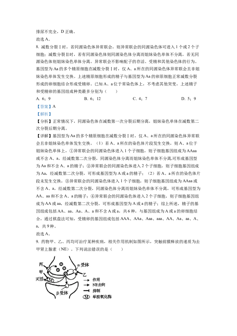2022年山东省学业水平选择性考试生物试题（解析版）_全国卷+地方卷_6.生物_1.生物高考真题试卷_2022年高考-生物_2022年山东卷-生物