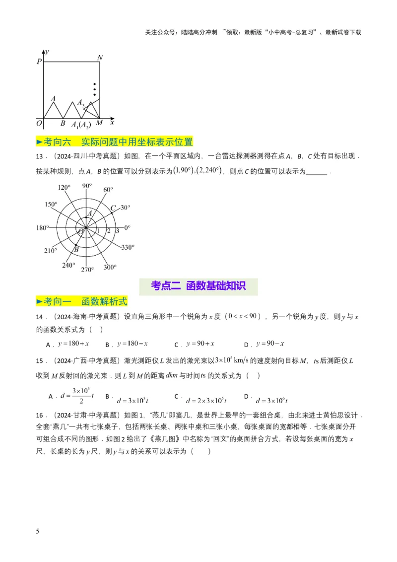 专题09平面直角坐标系与函数基础（原卷版）_02中考总复习（2026版更新中）_02-数学-中考总复习_2025中考复习资料_备战2025年中考数学真题题源解密（全国通用）