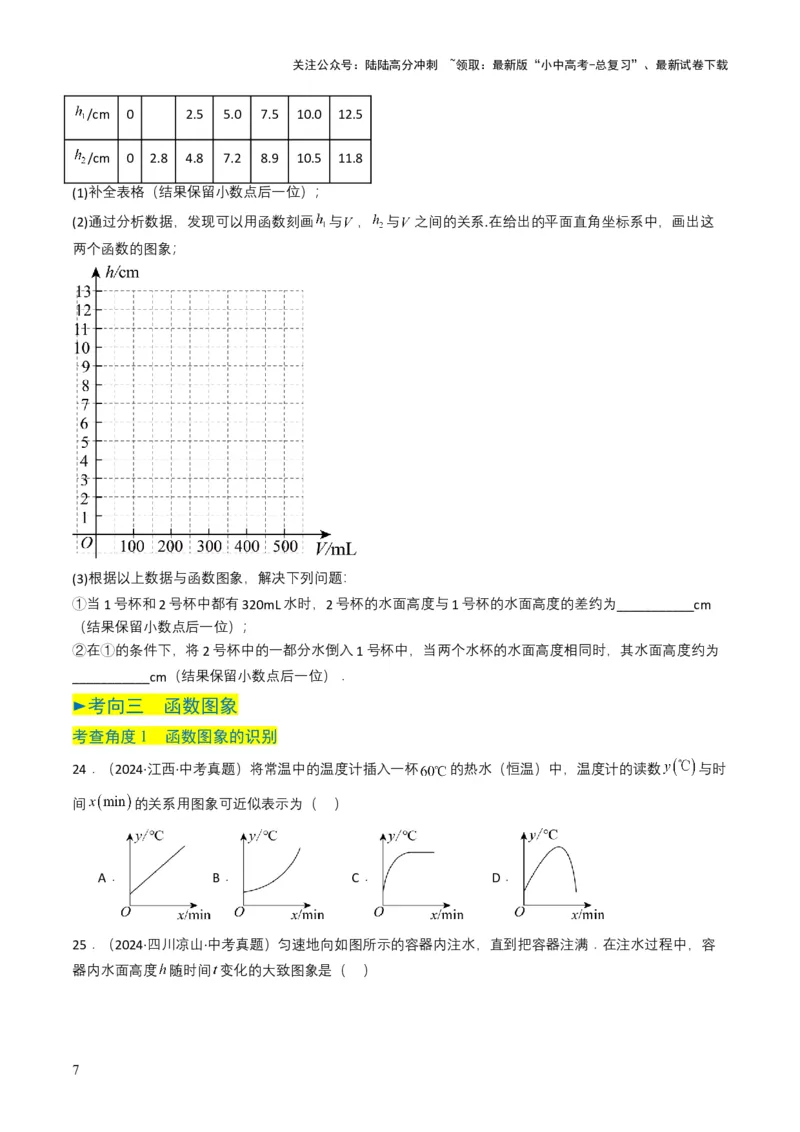 专题09平面直角坐标系与函数基础（原卷版）_02中考总复习（2026版更新中）_02-数学-中考总复习_2025中考复习资料_备战2025年中考数学真题题源解密（全国通用）