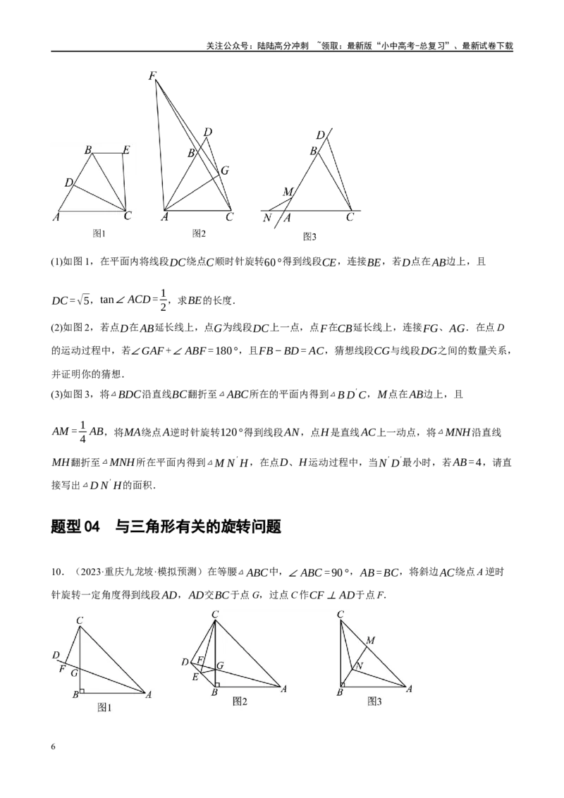 专题10三角形压轴（原卷版）_02中考总复习（2026版更新中）_02-数学-中考总复习_2024年中考复习资料_二轮复习资料_完2024年中考数学二轮复习课件+讲义+练习（全国通用）_练习
