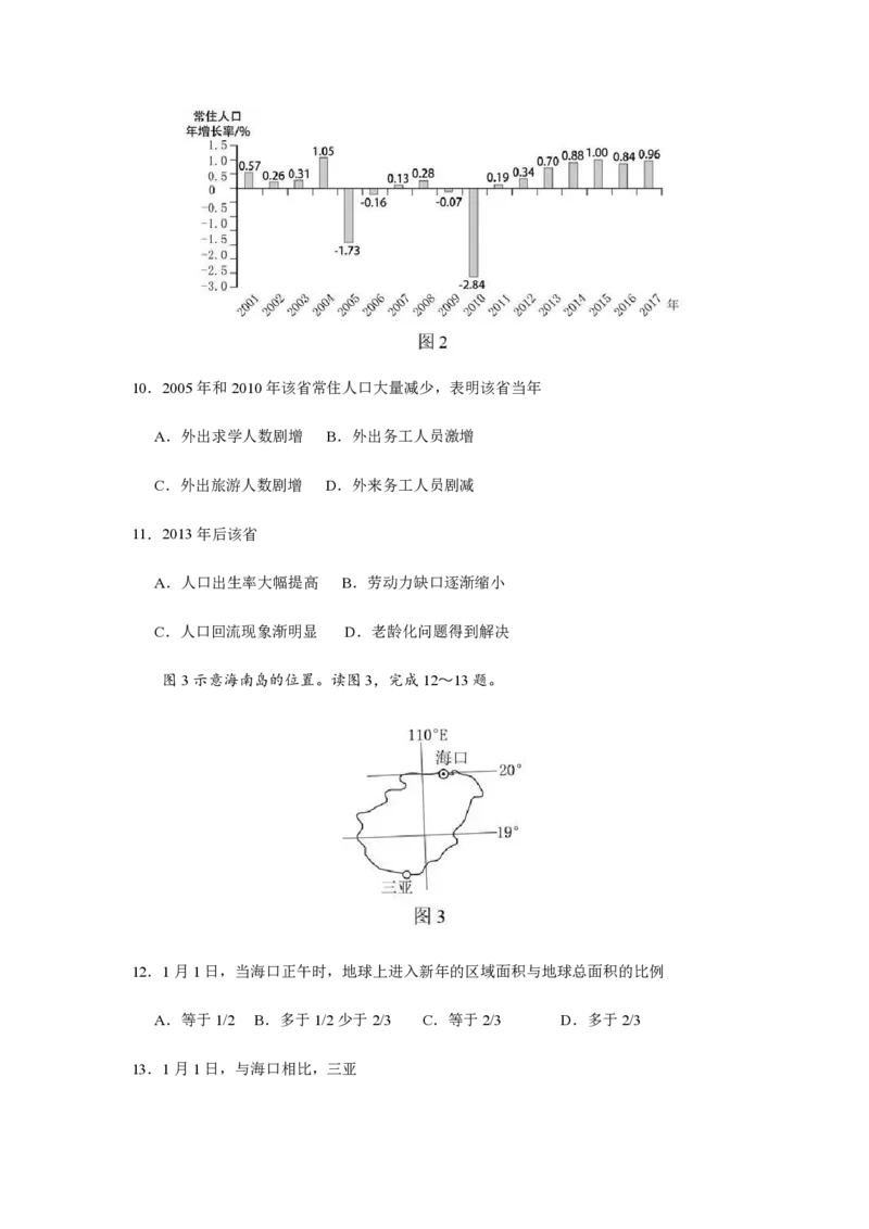 2018年高考地理试题及答案（海南卷）_全国卷+地方卷_8.地理_1.地理高考真题试卷_2008-2020年_地方卷_海南高考地理08-20_A4word版_PDF版（赠送）