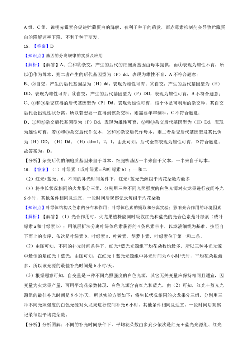 2023年新高考生物真题试卷（海南卷）（原卷版）_全国卷+地方卷_6.生物_1.生物高考真题试卷_2023年高考-生物_2023年海南自主命题