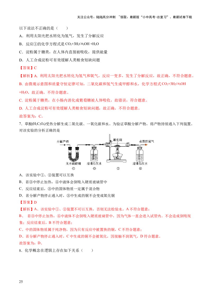 专题12化学与生活（练习）-2024年中考化学一轮复习讲练测（全国通用）（解析版）_02中考总复习（2026版更新中）_05-化学-中考总复习_2024年中考复习资料_一轮复习资料