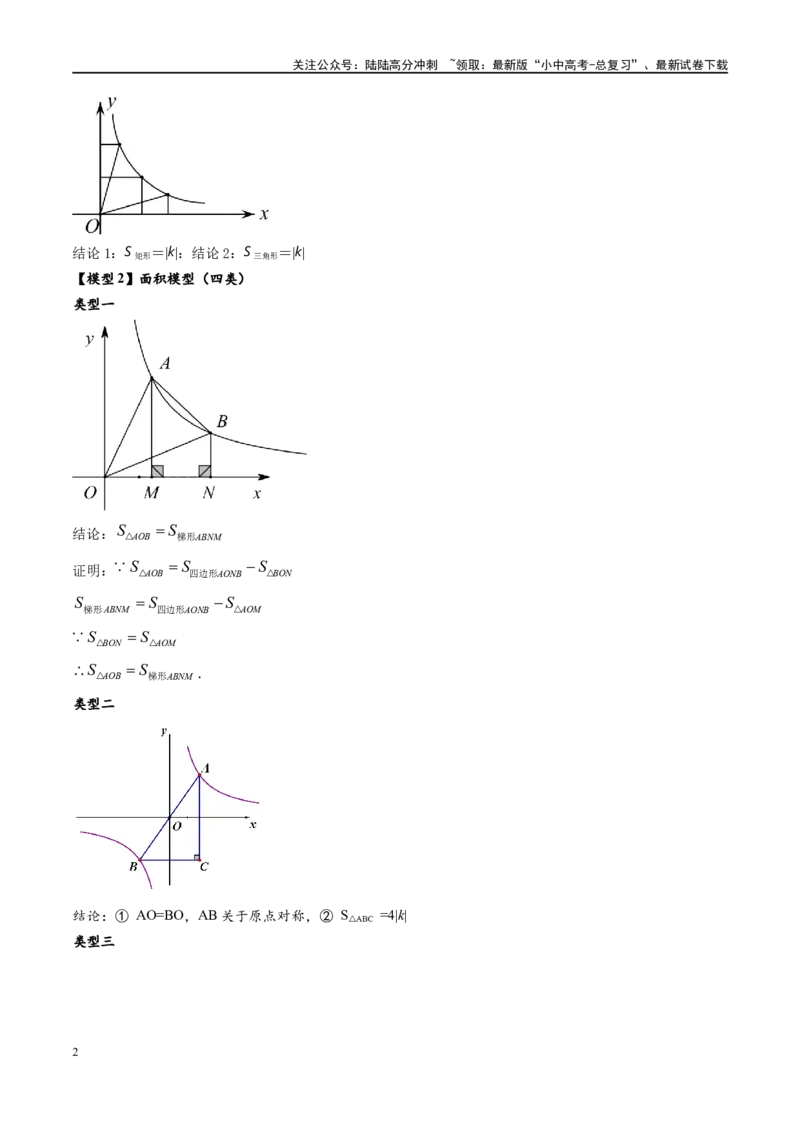 专题1-4一文搞定反比例函数7个模型，13类题型（原卷版）_02中考总复习（2026版更新中）_02-数学-中考总复习_2024年中考复习资料_专项复习资料