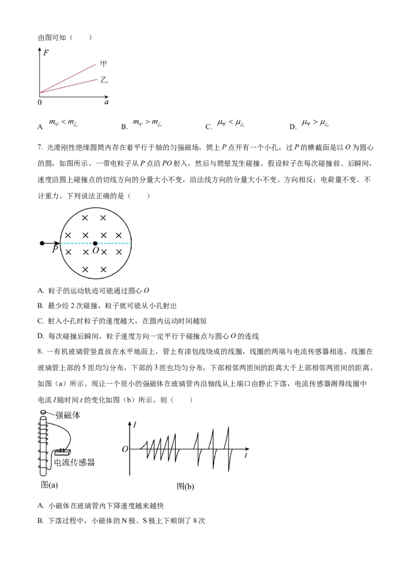 2023年全国甲卷物理真题（原卷版）_全国卷+地方卷_4.物理_1.物理高考真题试卷_2023年高考-物理_2023年全国甲卷物理