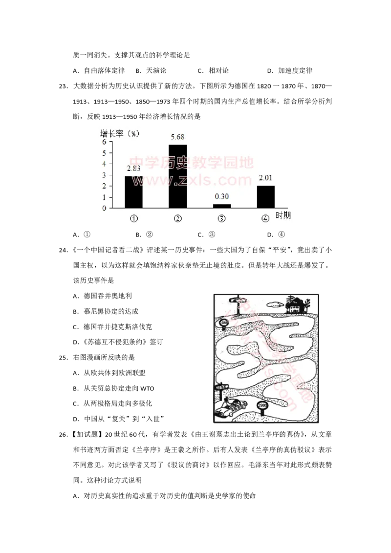 2017年浙江省高考历史4月（原卷版）_全国卷+地方卷_7.历史_1.历史高考真题试卷_2008-2020年_地方卷_浙江高考历史08-21_A4word版_PDF版（赠送）