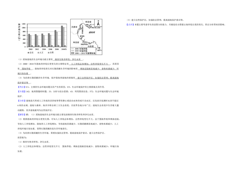 2017年江苏省高考地理试卷解析版_全国卷+地方卷_8.地理_1.地理高考真题试卷_2008-2020年_地方卷_江苏高考地理08-21_A3word版