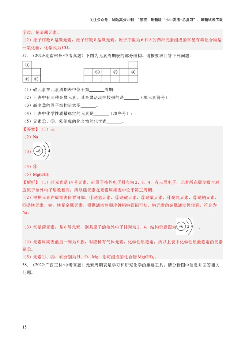 专题11认识化学元素（解析版）-好题汇编三年（2022-2024）中考化学真题分类汇编（全国通用）_02中考总复习（2026版更新中）_05-化学-中考总复习_2025年中考复习资料