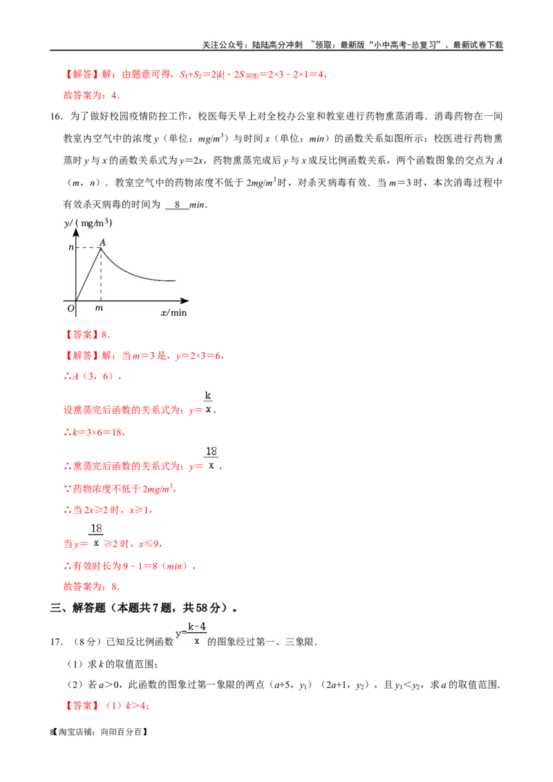 专题11反比例函数综合过关检测-备战2024年中考数学一轮复习考点帮（全国通用）（解析版）_02中考总复习（2026版更新中）_02-数学-中考总复习_2024年中考复习资料_一轮复习资料