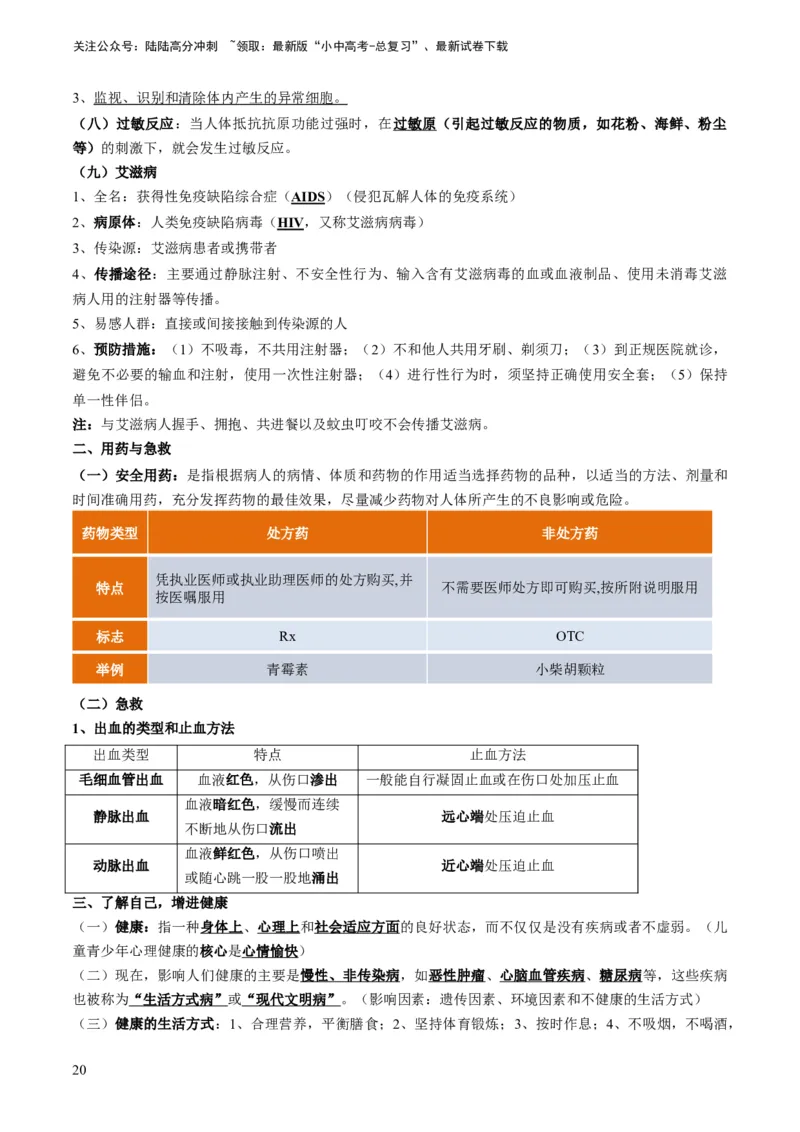 专题12健康地生活（解析版）_02中考总复习（2026版更新中）_08-生物-中考总复习_2024年中考复习资料_专项复习_备战2024年中考生物真题题源解密