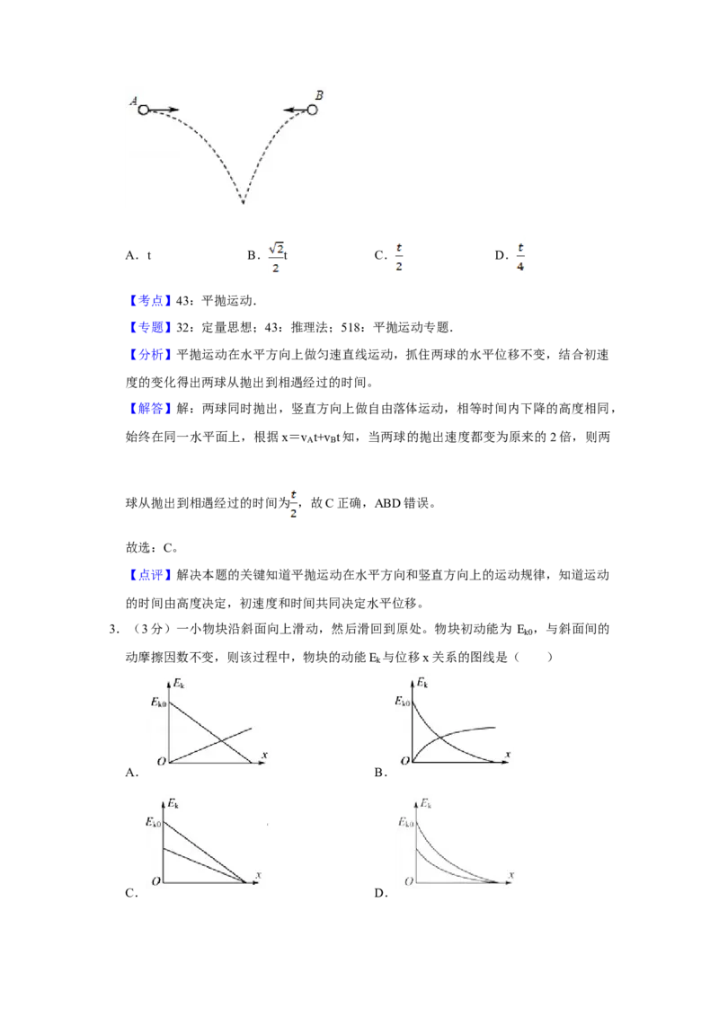 2017年江苏省高考物理试卷解析版_全国卷+地方卷_4.物理_1.物理高考真题试卷_2008-2020年_地方卷_江苏高考物理07-20_A4word版