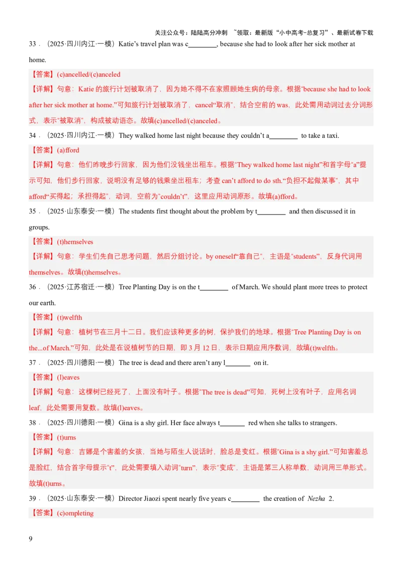 专题09词句应用（讲练）（解析版）_02中考总复习（2026版更新中）_03-英语-中考总复习_2025中考复习资料_2025中考二轮课件ppt+讲义+练习英语_讲义+练习