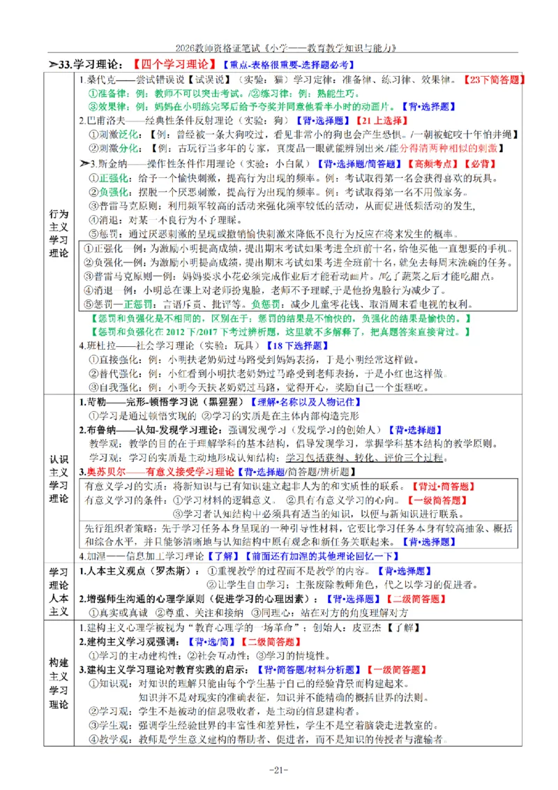 26《小学教育知识与能力》重点笔记_教资备考_2026上_小学（科1+科2）_01.一轮笔记+二轮笔记+默写笔记（更新中）