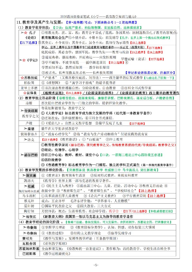 26《小学教育知识与能力》重点笔记_教资备考_2026上_小学（科1+科2）_01.一轮笔记+二轮笔记+默写笔记（更新中）