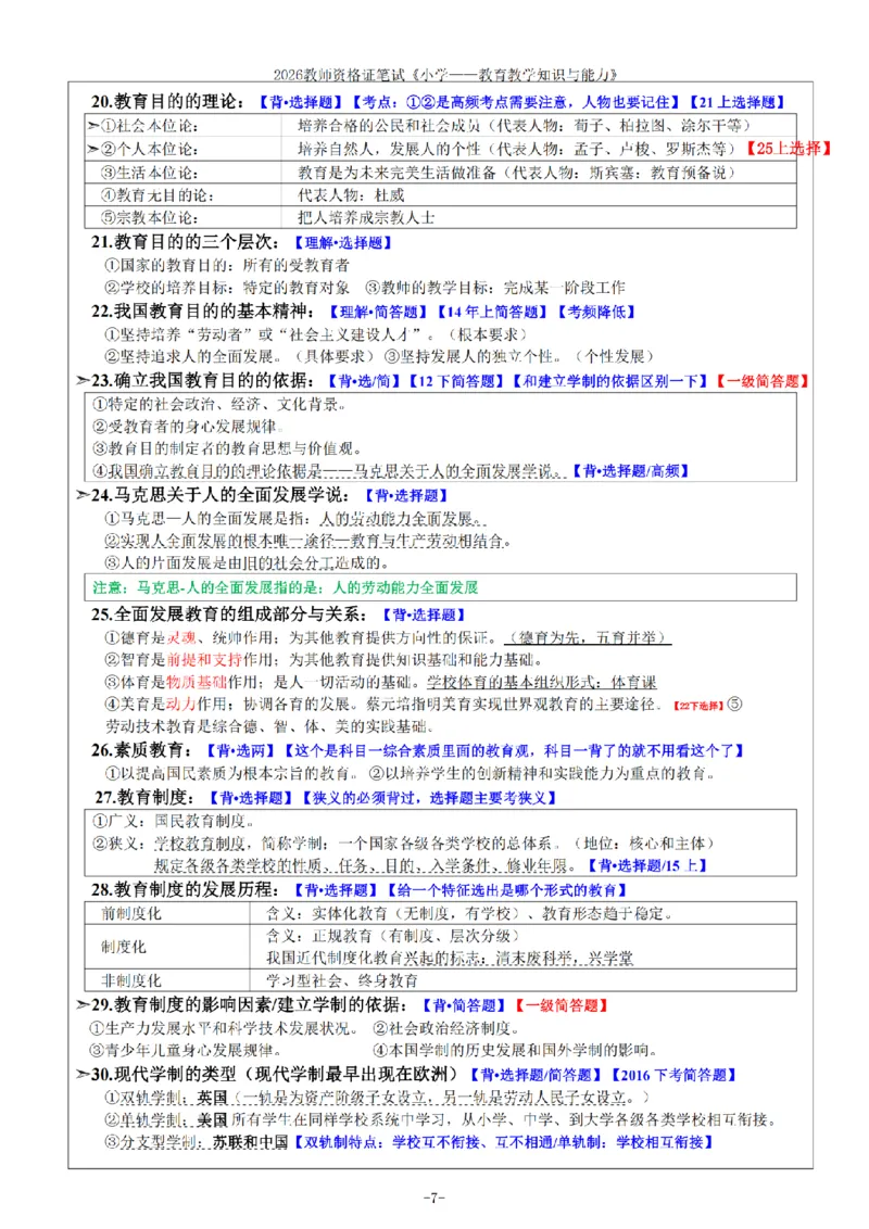 26《小学教育知识与能力》重点笔记_教资备考_2026上_小学（科1+科2）_01.一轮笔记+二轮笔记+默写笔记（更新中）
