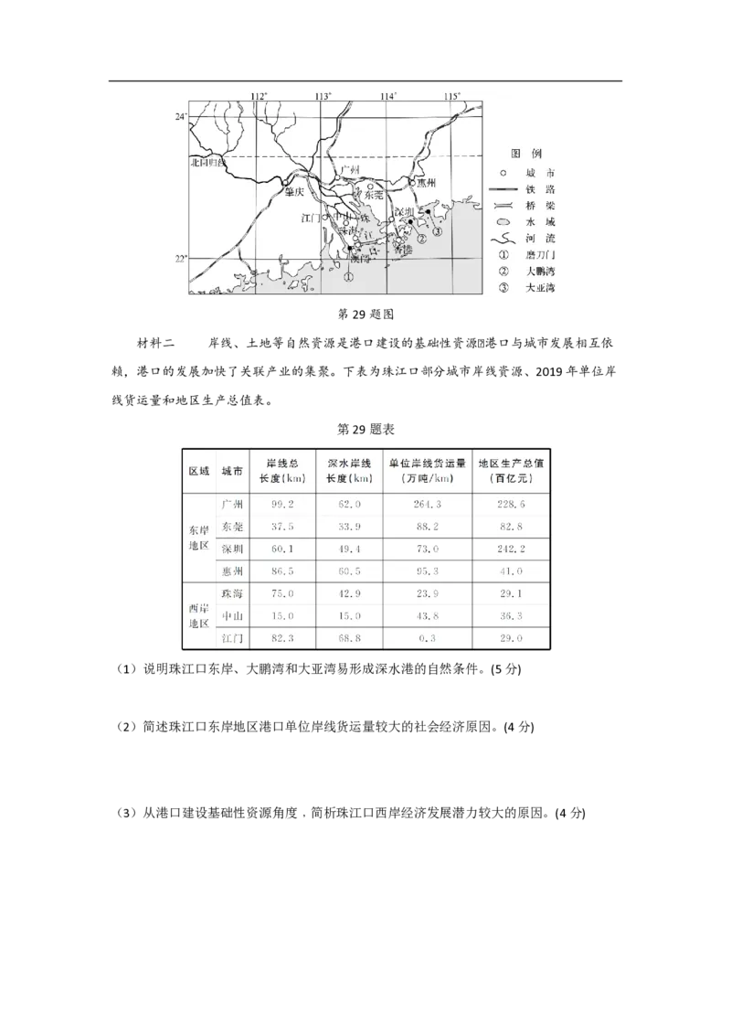2021年浙江省高考地理6月（原卷版）_全国卷+地方卷_8.地理_1.地理高考真题试卷_2008-2020年_地方卷_浙江高考地理08-21_A4word版_PDF版（赠送）